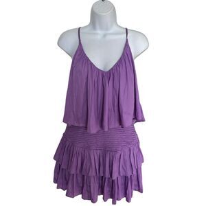 Mustard Seed Purple Tiered Ruffle Mini Dress Size Small